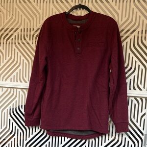 Men's L.L. Bean Burgundy Fleece-lined Henley Shirt